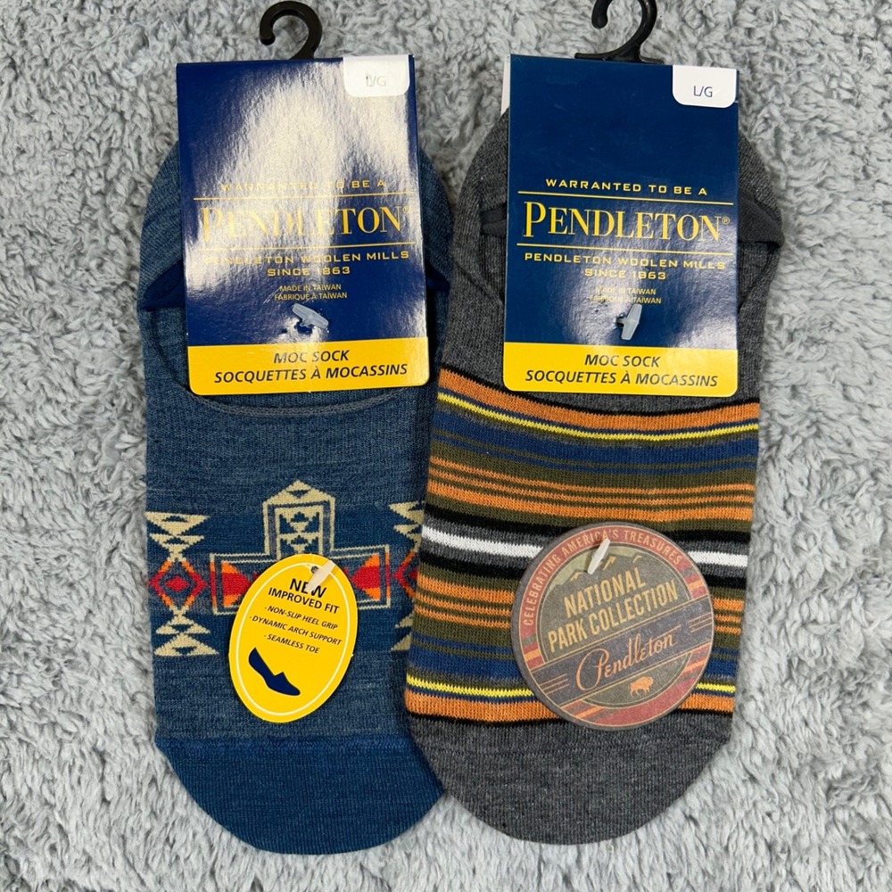 Pendleton 2 Pair Moc Sock Bundle National Park Olympic & Blue Southwestern L/G